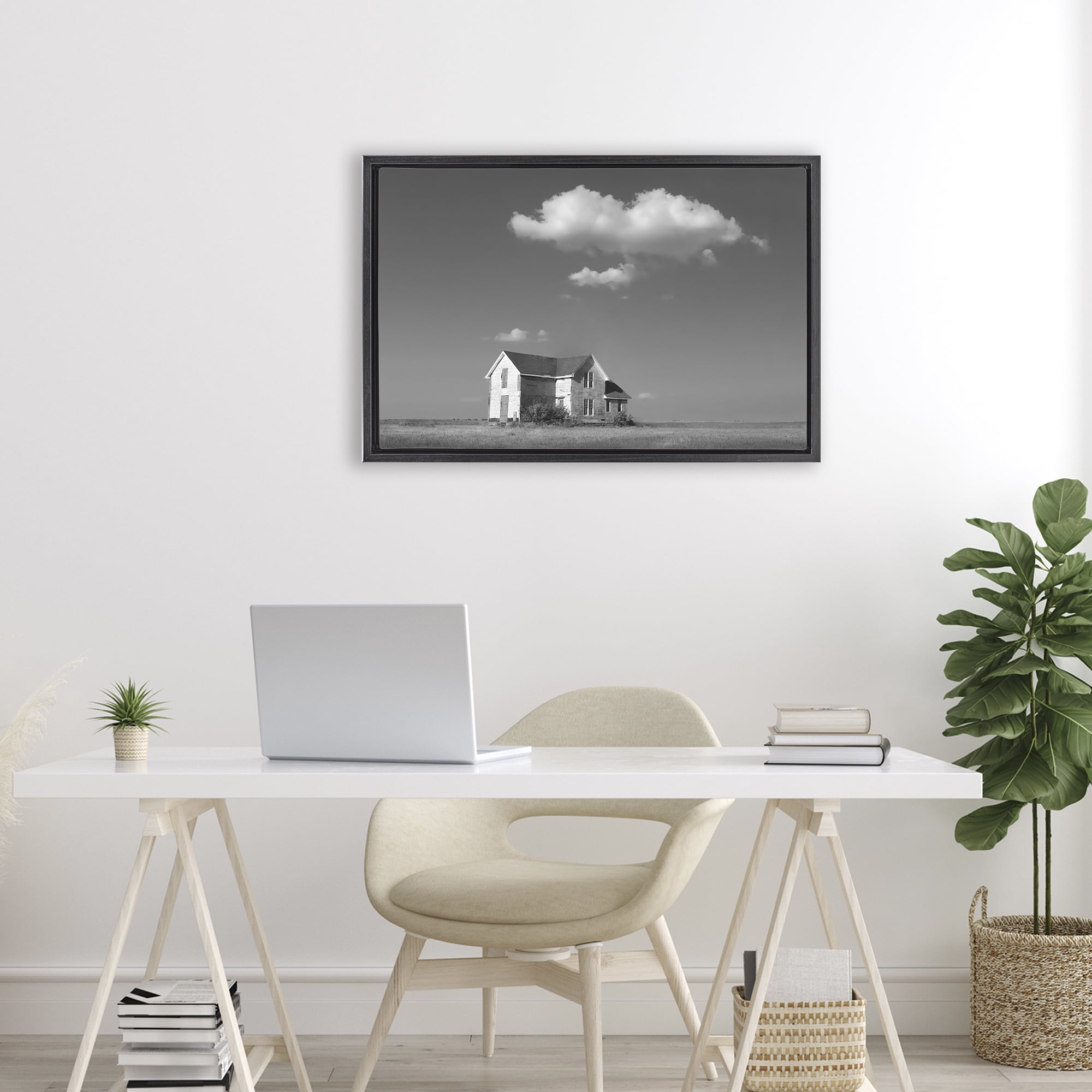 Stupell Industries Solitary Erstwhile Cottage Black Framed Floater Canvas Wall Art, design by Steve Toole