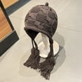 thumbnail image 2 of Knit Hat for Women Fashion Cover Ears Crochet Peruvian Hat Ear Flap Tassel Winter Warm Beanie Skull Cap, 2 of 3
