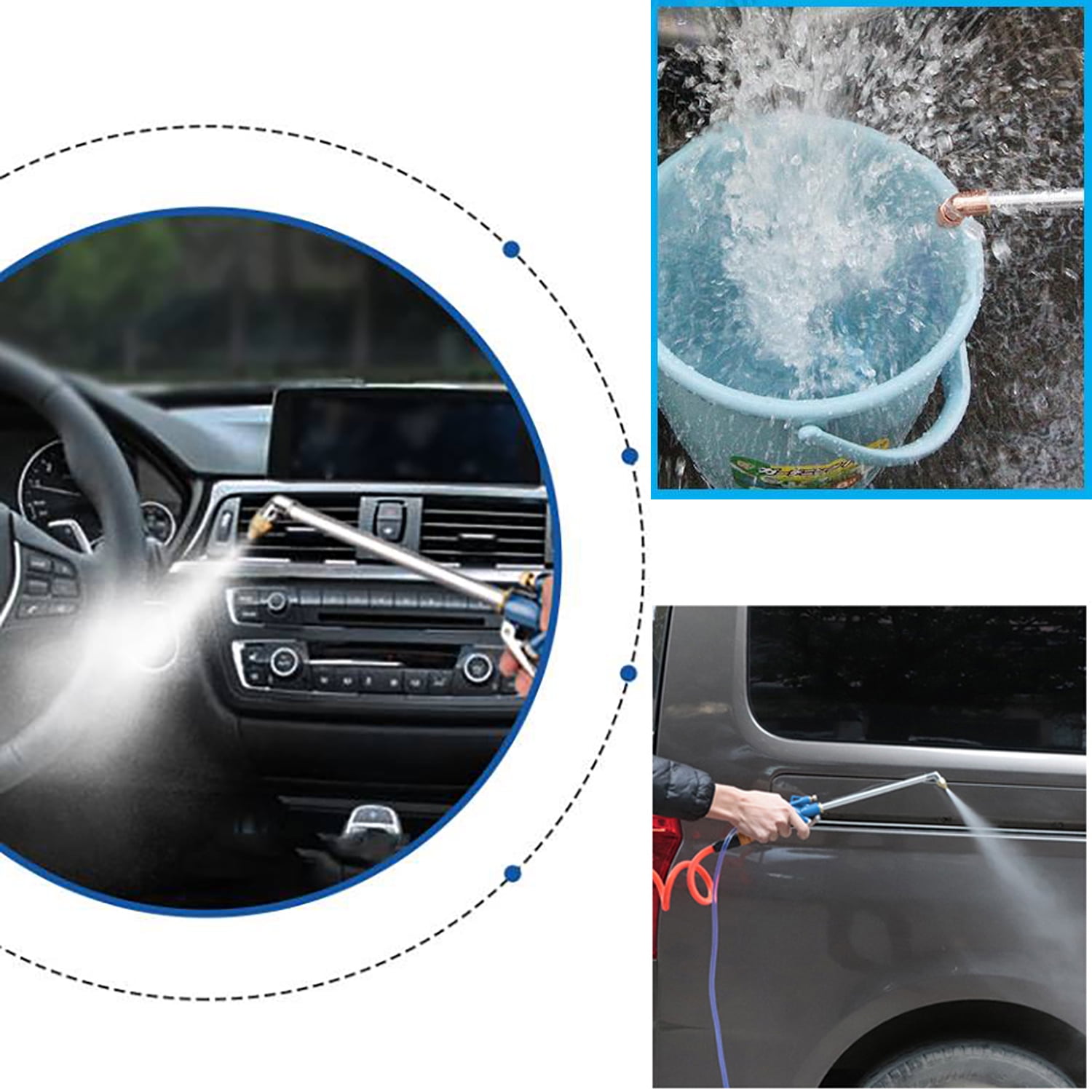 Dual Usage Car Engine Cleaner Air Compressor Duster Blower Water Spray Gun Elbow Nozzle