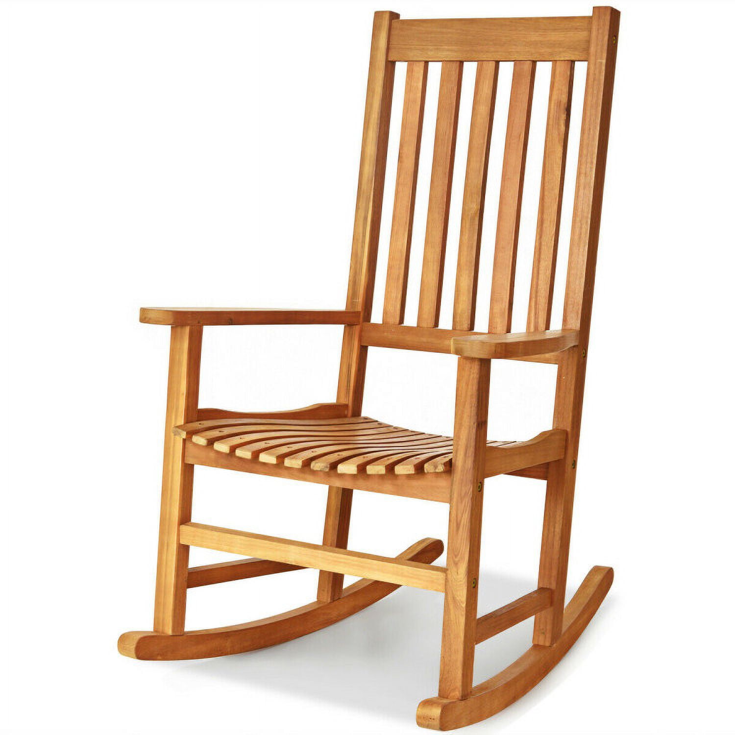 Aimee Lii Outdoor Rocking Chair, Patio Wooden Rocker Chair for Lawn, Porch, Backyard, Indoor and Garden, B-Natural