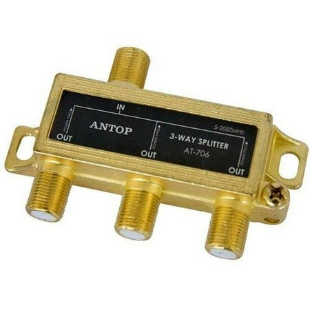ANTOP Antenna Inc AT-706 3-Way TV Splitter, Gold ANTOP Antenna Inc AT-706 3-Way TV Splitter, Gold