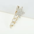 thumbnail image 3 of Unique Bargains 1 Pc Hair Clips Exquisite Rhinestone Star Hollow Press Clip Hairdo Clip Gold Tone White Transparent, 3 of 5