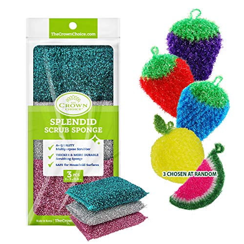 Splendid Scrub Sponge + Dish Scrubbie (3PK) Non Absorbent, No Scratch