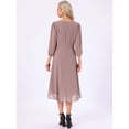 thumbnail image 4 of DARING DIVA Chiffon V-Neck Midi Cocktail Dress XL Grey Pink, 4 of 6