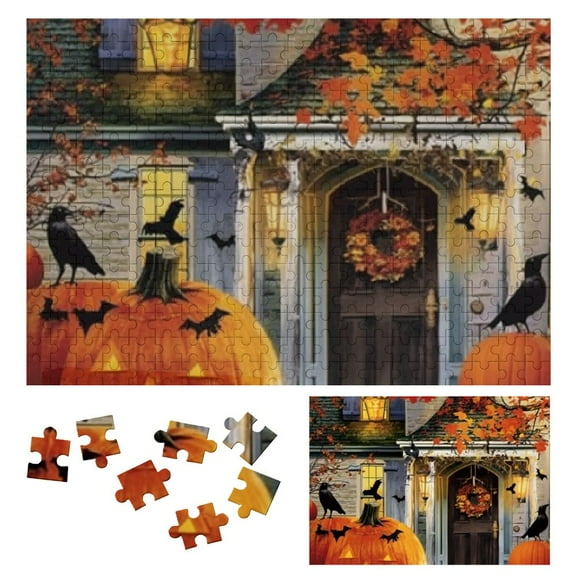 Shiartex Thanksgiving Garden Puzzle Pumpkin Puzzles for Adults, Autumn Art Jigsaw Puzzle Fall Harvest Art, Halloween Collage as Home Decor 300 PCS