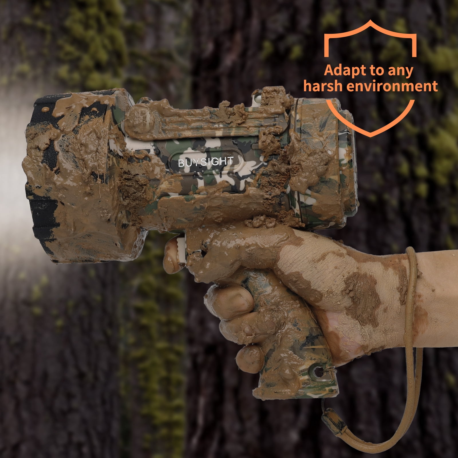BUYSIGHT Rechargeable Spotlight Flashlight,1000000 lumens Hand held Spotlight Waterproof Flashlight Hunting Lamp with red Filter (Camouflage Green)