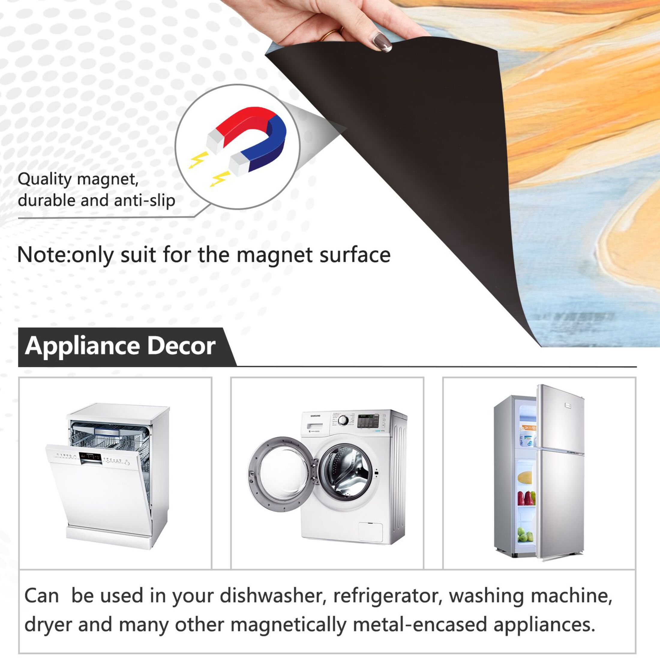 Dishwasher Magnetic Sticker 23x26 Inch Refrigerator Magnetic Sticker Washing Machine Magnetic Sticker Kitchen Panel Magnetic Sticker Home Decor Large Yellow Flower