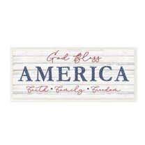 Stupell Industries God Bless Faith Family Freedom Hanging Sign,17 x 7, Design by Natalie Carpentieri