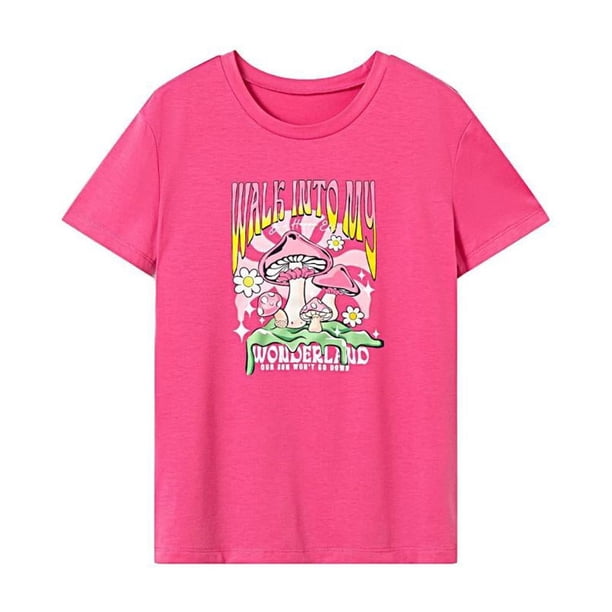 Camiseta de Cuello Redondo para Mujer, Ropa de Verano, Tops para Viajes, Regalo Del Día de San Valentín S