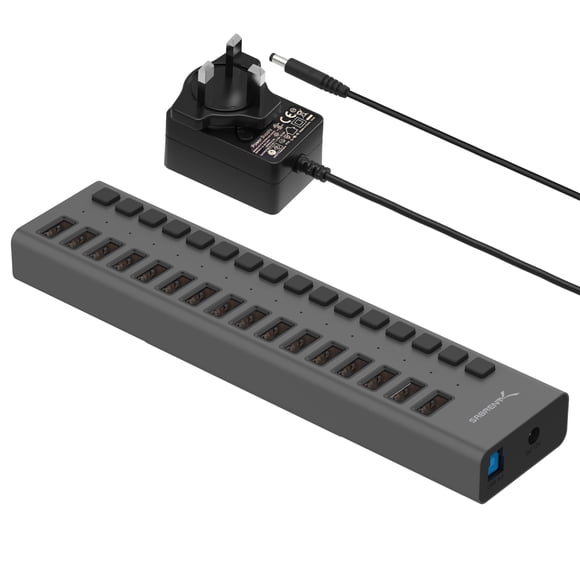 SABRENT 16-Port USB 3.0 Data Hub and Charger with Individual Power Switches, 90W High-Power Output (HB-PU16)