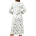 thumbnail image 3 of ValueVibe Nightgown for Women Long Sleeve Sleepshirts Full Length Sleepdress Lace Trim V-Neck House Dress with Purple Tulips Printed, M, 3 of 6
