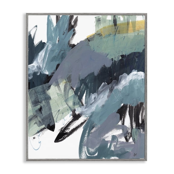 Stupell Industries Contemporary Chaotic Paintbrush Strokes Abstract Green Blue Gray Framed Giclee Art, 16 x 20, by Ann Thompson Nemcosky