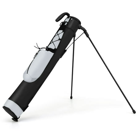 Gymax Lightweight Golf Stand Bag Par 3 & Executive Courses Carry Bag Shoulder Strap Gray