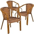 thumbnail image 2 of Flash Furniture 3 Pack Cadiz Series Burning Brown Rattan Restaurant Patio Chair with Dark Red Bamboo-Aluminum Frame, 2 of 14