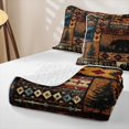 thumbnail image 4 of Castle Fairy Western Patchwork Bear Quilt King for Teens,Tribal Boho Aztec King Coverlet Set,Red Brown Black, 4 of 7