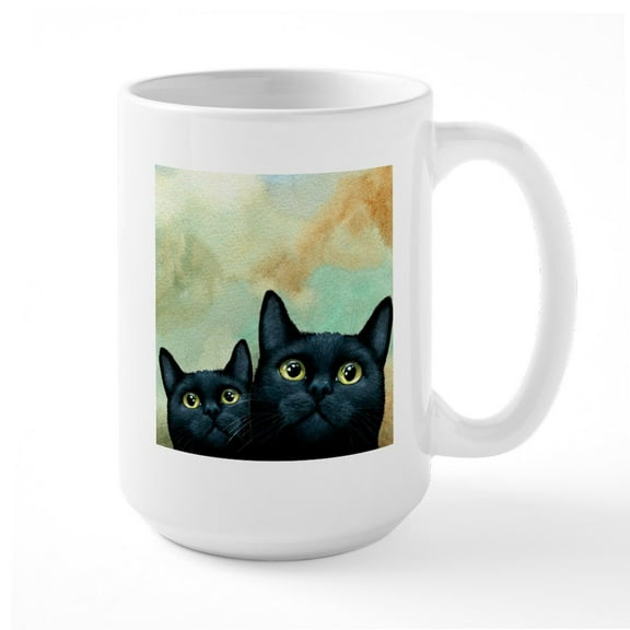 CafePress - Cat 607 Black Cats Mugs - 15 oz Ceramic Large White Novelty Mug