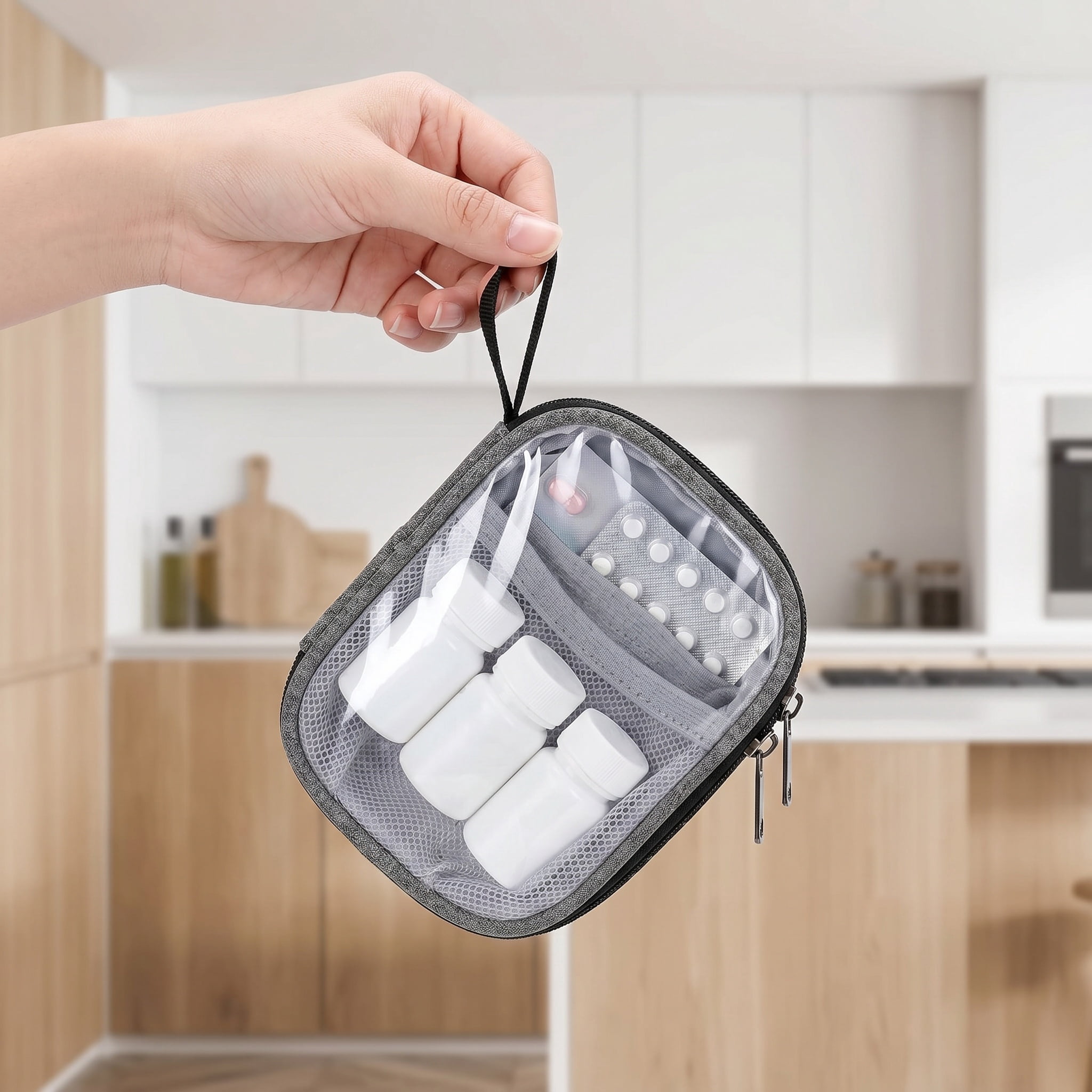 TGCUR Travel Size Pill Bottle Organizer & Medicine Storage Bag with Portable Pouch for Emergency Medication