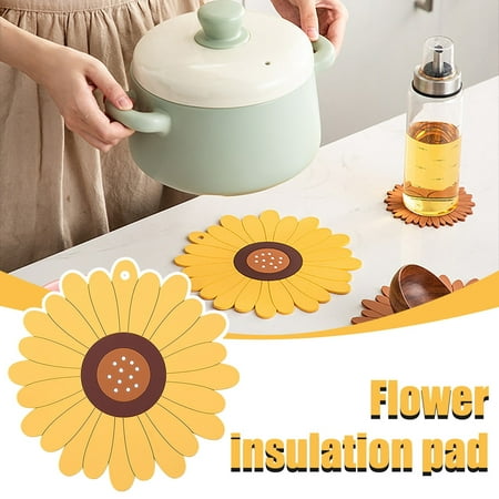 

Home Decor Clearance Sunflower Placemat Heat Insulation Pad Anti-Scald Pot Mat Kitchen Household