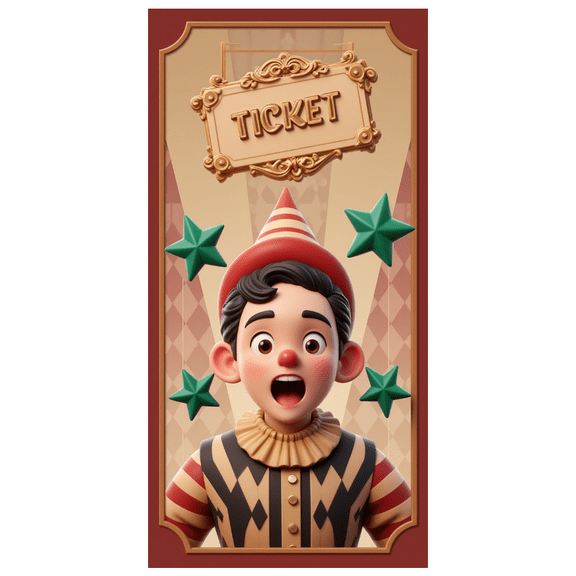 Cartoon Clown Ticket Banner Circus Clown Event Decor for Birthday Celebration Kids Party Indoor Decoration