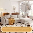 thumbnail image 3 of Resenkos Modern Beige Fabric L-Shaped Couch, 4-Seat Sofa Sectional with Reversible Chaise for Living Room, Apartment and Small Space, 3 of 10