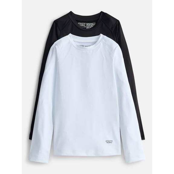 Athletic Works Boys' Active Compression Top with Long Sleeves, 2-Pack, Sizes 4-18