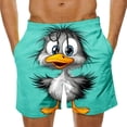 thumbnail image 2 of BRGZLK Mens Beach Shorts Summer Drawstring Waist Funny Cute Duckling Expression Print Summer Swim Trunks Novelty Beachwear Sports Vacation Shorts with Pockets, 2 of 6