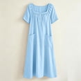 thumbnail image 3 of Bosfbaoi Dresses for Women Casual Flowy A-Line Dress Square Neck Short Sleeve Maxi Womens Dresses with Pockets Summer Dresses for Women 2026, 3 of 8