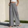 thumbnail image 5 of biudgviw Wide Leg Palazzo Pants for Women Crossover High Waist Flowy Pants Summer Beach Loose Lounge Pants with Pockets, 5 of 6