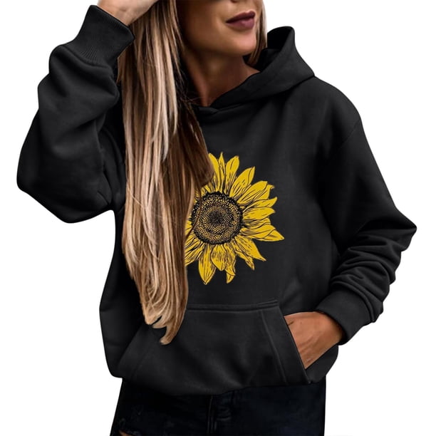 Sudaderas universitarias Gibobby con capucha para mujer negro M