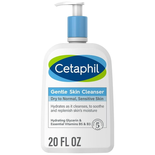 Face Wash Cetaphil, limpiador suave e hidratante, 591 ml, para piel seca