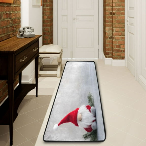 Ryvnso Christmas Gnome with Hat Hallway Runner Rugs Floor Carpet Non Slip Entryway Mat 2' x 6'