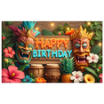 thumbnail image 2 of Floral Design Happy Birthday Banner Decorative Tiki Mask for Tropical Party Celebration Photo Shoot Event Decoration, 2 of 8
