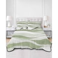 thumbnail image 2 of Quilts Twin Size Bedding Set, Light Sage Green Ombre Lightweight Quilted Comforter, Modern Moire Abstract Art Aesthetics Reversible Bedspread Coverlet with Pillow Covers for All Season, 68" x 86", 2 of 7