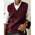 thumbnail image 3 of Gilet pour Homme Sans Manches à Col en V en Tricot Torsadé, 3 of 7