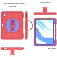 thumbnail image 6 of 3-Layer Kids Case for iPad Air 11 Inch 2024, Durable Sturdy Protection Silicone PC Case with Swivel Stand, Hand Strap and Shoulder Strap + Pencil Holder with Charging Port Lid - Redblue, 6 of 13