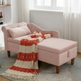 thumbnail image 5 of LEHZROAJ Velvet Chaise Lounge Indoor with Storage, Tufted Lounger Chair with Support Pillow, Long Sleeper Sofa for Bedroom, Living Room, Pink, 5 of 12