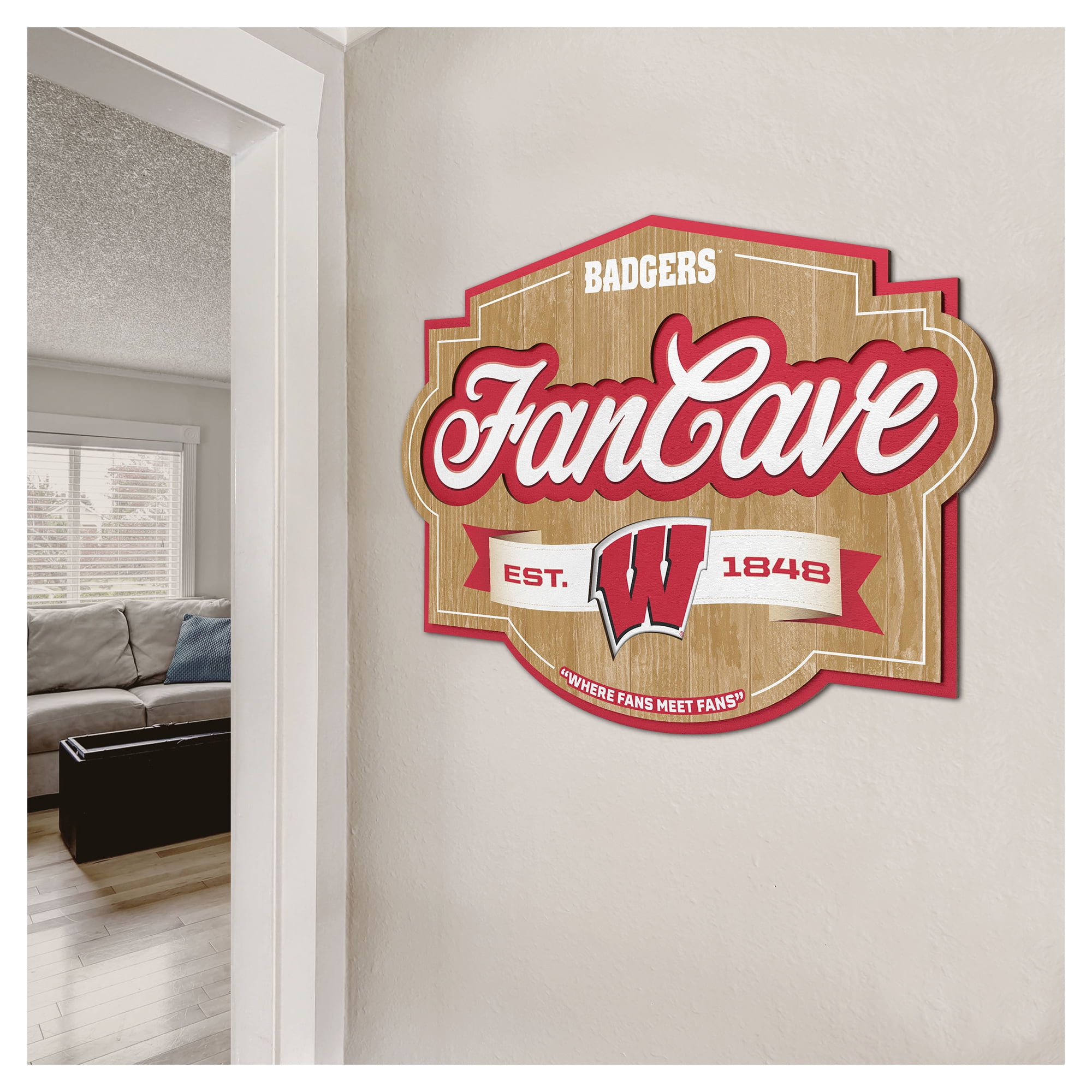 IDNA Wisconsin Badgers 12.5" x 17" Fan Cave Sign