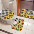 thumbnail image 4 of Sunflower Bee Bath Mat 3 Piece Bathroom Rug Set, Black Buffalo Plaid Botanical Leaf Floral Non Slip Bath Rug Contour Mat and Toilet Lid Cover, Absorbent Shower Mats Soft Bath Rugs and Mats Sets, 4 of 8
