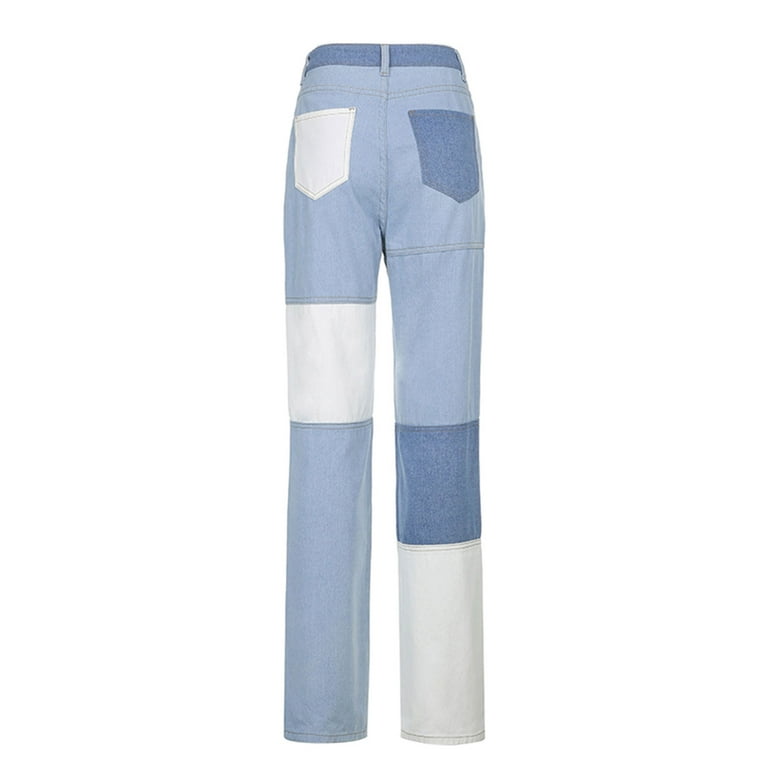 LSFYSZD Women Zipper Denim Jeans Long Wide Leg Pants Casual LSFYSZD Women Zipper Denim Jeans Long Wide Leg Pants Casual