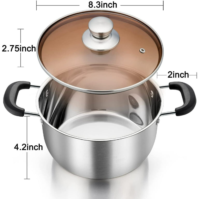 Walchoice 6 Quart Stockpot with Lid, Stainless Steel Pasta Soup Pot for  Home Restaurant Hotel, Heat-Proof & Double Handles