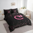 thumbnail image 3 of Manfei Personalized Initial Alphabet C Bedding Comforter Set 7 Pieces for Teens Adults,Kawaii Ribbon Bowtie Full Bedding Set Lightweight,Black Pink Fitted Sheet Flat Sheet,Blingg Litter Home Decor, 3 of 8