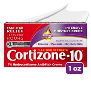 Cortizone-10 Intensive Moisture 1% Hydrocortisone Anti Itch Cream for Eczema and Bug Bite Relief, Maximum Strength, 1 oz