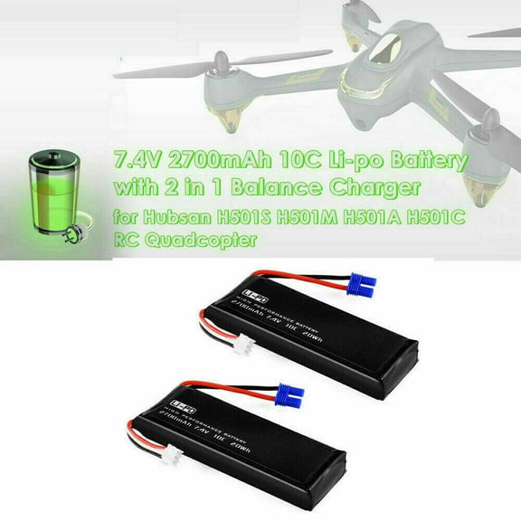 US 2PCS 7.4V 2700mAh Li-Po Battery For Hubsan H501S H501A X4 Quadcopter Drone