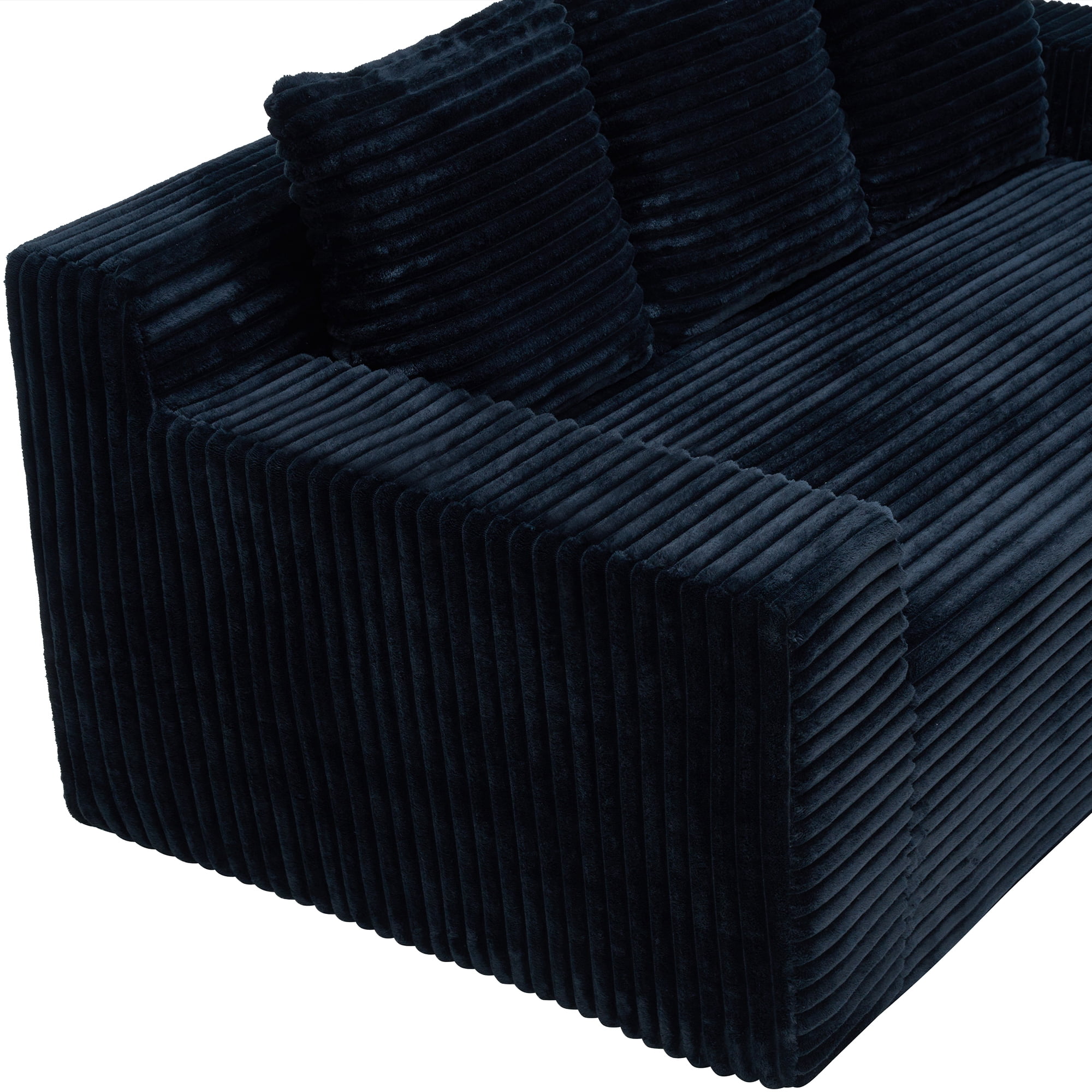 Leumius 72.2" 3-Setaser Sofa with Corduroy Fabric, Deep Seat Couches, Comfy Loveseat Sofa, No Assembly for Living Room Bedroom Conference Room Apartment Black