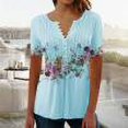 thumbnail image 1 of Mode Femme Décontractée Imprimé Col Rond T-shirt Manches Courtes Ample Blouse Pull Imprimé Floral Hauts Femmes Manches Courtes Hauts Femmes, 1 of 8