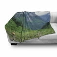 thumbnail image 3 of Glacier National Park Soft Flannel Fleece Throw Blanket, Summer Landscape with Grassy Land and Majestic Mountains, Cozy Plush for Indoor and Outdoor Use, 50" x 60", Multicolor, by Ambesonne, 3 of 6
