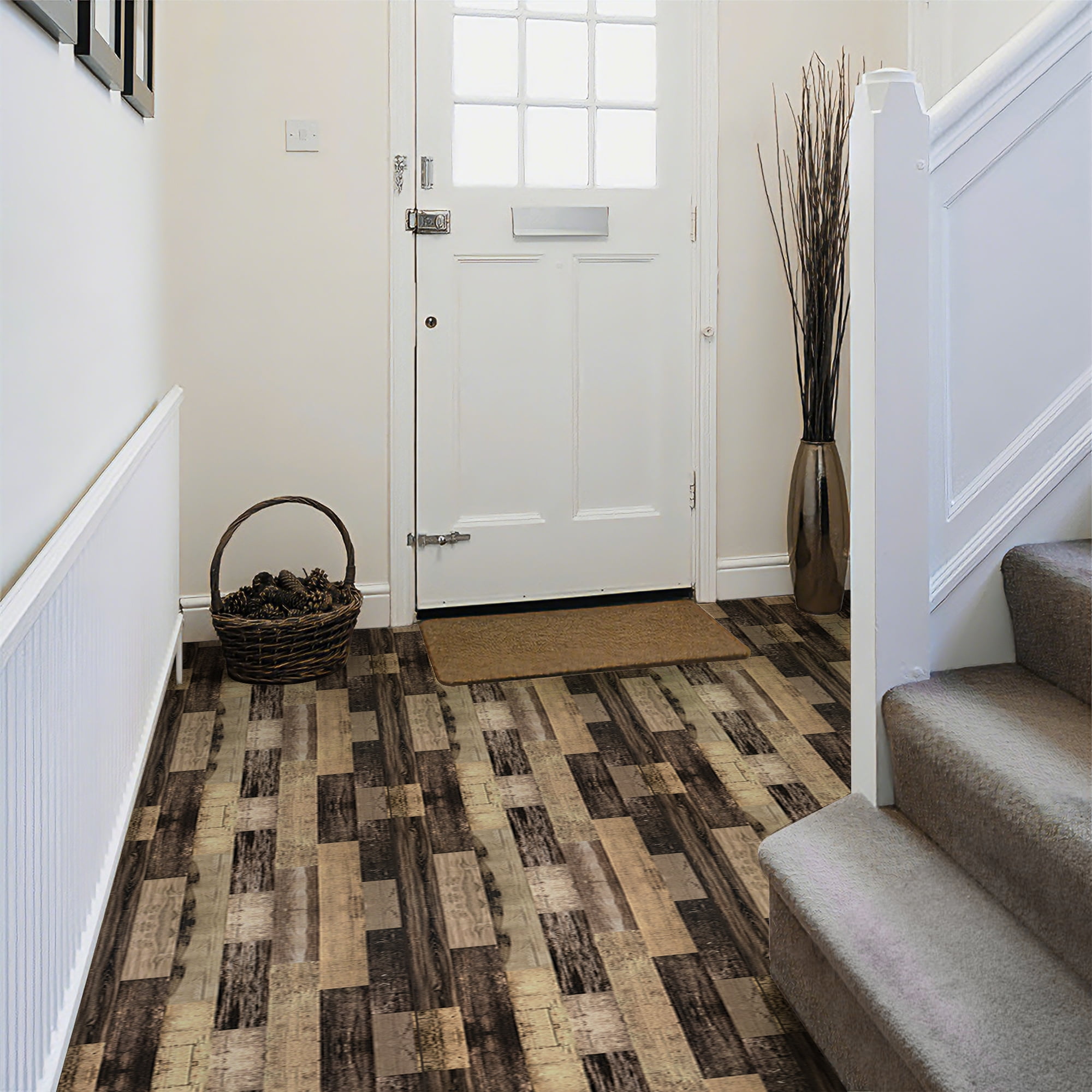 Abyssaly Vinyl Peel and Stick Flooring tile 15.7" x 236", Covering Area 25.8 Sq.ft, Vintage Charm Self-Adhesive Floor Tile Wood Grain Look for Home Decor