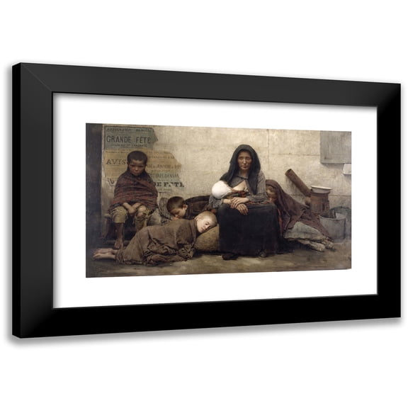 Fernand Pelez 14x10 Black Modern Framed Museum Art Print Titled - Without Asylum (1883)