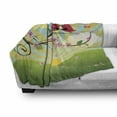 thumbnail image 2 of Flower Landscapes Soft Flannel Fleece Throw Blanket, Romantic Birds Humming on a Tree Branch with Flowers Print, Cozy Plush for Indoor and Outdoor Use, 60" x 80", Fern Green Multicolor, by Ambesonne, 2 of 5