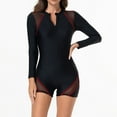 thumbnail image 4 of Enjoytime One Piece Swimsuit Women Patchwork Zip Up Long Sleeve Swimwear Mock Neck Athletic Surfing Bathing Suit, 4 of 7